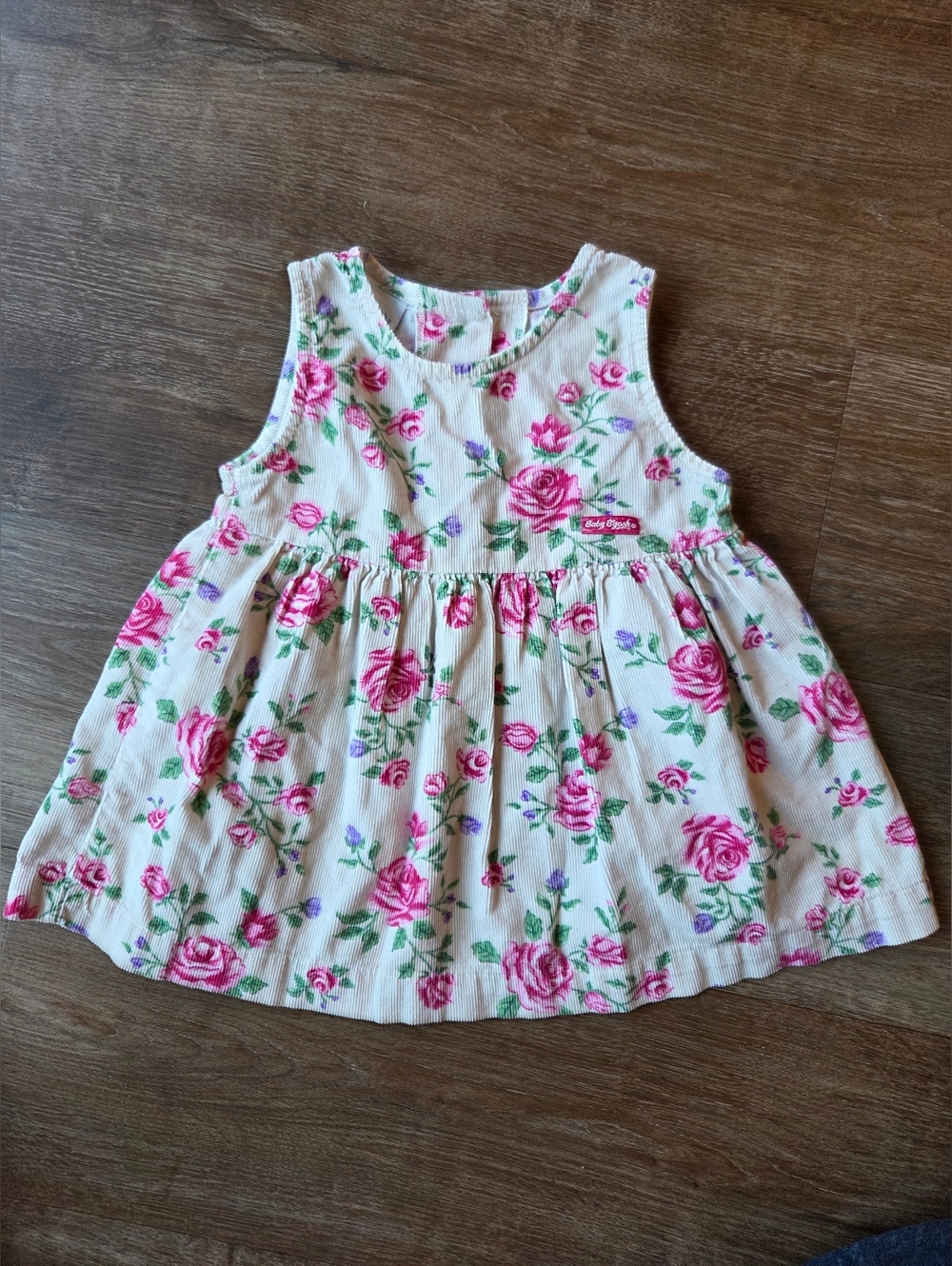 Vintage 80s 90s Baby B'Gosh Floral Rose Corduroy Jumper Dress Baby Girl size 18M